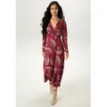 Produktbild: Maxikleid ANISTON SELECTED, Damen, Gr. 44, N-Gr, rot (bordeaux, beige, schwarz), Jersey, Obermaterial: 95% Viskose, 5% Elasthan, bedruckt, gemustert, figurumspielend knöchelfrei, V-Ausschnitt, Kleider Maxikleid, mit V-Ausschnitt in Wickeloptik und Unterbrustnaht