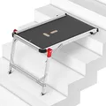 Produktbild: Hailo TP1 Treppenpodest - Arbeitsplattform aus Rutschfester Siebdruckplatte mit Tragegriff und integrierter Libelle - Füße mit Soft-Grip-Sohle belastbar 150 kg - flexibel verstellbar - Silber