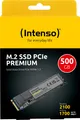 Produktbild: Intenso SSD 500GB, PCIe 3.0, M.2 2280, NVMe, Premium (R) 2100MB/s, (W) 1700MB/s, Retail