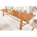 Produktbild: riess-ambiente Esstisch FINCA 300cm vintage braun - recyceltes Pinienholz, Bohlenoptik, Industrial Design mit Querstrebe – ideal für bis zu 12 Personen braun 300 cm x 77 cm x 100 cm