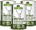 Produktbild: 3 x 410 g - Schecker Hundemenü - reines Wild Muskelfeisch Gemüse Waldbeeren und Nachtkerzenöl