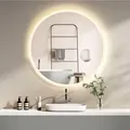 Produktbild: HOKO Runder LED Badspiegel 80cm Hamburg. Designspiegel mit KOSMETIKSPIEGEL 3-Fach, Bad Spiegel LED beleuchtet mit Touch Schalter, LED Licht Wechsel.