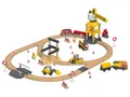 Produktbild: lupilu Spielzeug-Eisenbahn Eisenbahn Holz Spielzeug Licht- & Soundeffekt Baustelle, (Spielset, 59-tlg., 59-teiliges Baustellen-Spielset), Motorzug – Baustellen-Abenteuer
