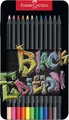 Produktbild: Faber-Castell 116413 Black Edition Buntstifte 12er Metallbox, Lebendige Buntstifte, Bruchsichere Kunststifte mit ergonomischem Griff, Malstifte für helles und dunkles Papier