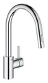 Produktbild: GROHE Eurosmart Cosmopolitan, Küchenarmatur 2 Strahlarten (mit ausziehbarer Brause, 360° schwenkbar, wassersparend dank variabler Mengenbegrenzung, einfache Spülbecken-Montage), chrom, 31481001