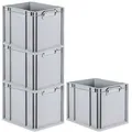 Produktbild: PROREGAL® Stapelbox SparSet Eurobox NextGen Economy/geschlossen, Grau, 3-16 Stück (4 St) geschlossen | 32 cm