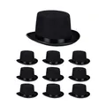 Produktbild: Relaxdays Zylinder Hut 10er Set, Zauberhut Damen & Herren, Kopfumfang 58 cm, Kostümzylinder Halloween, Karneval, schwarz