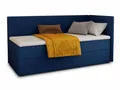 Produktbild: Sofnet Boxspringbett Flame mit Bettkasten - Einzelbett mit Bonell-Matratze und Topper, Polsterbett, Universelle Bettseite, Bett, Schlafzimmer, Kinderzimmer (Dunkelblau (Kronos 09), 80 x 200 cm)