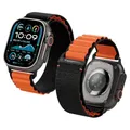 Produktbild: Spigen Basis-Stoffarmband mit Hakenverschluss Entwickelt für Apple Watch Ultra 2/1 49mm, Serie 11/10 46mm, 9/8/7 45mm, SE2/SE/6/5/4 44mm - Schwarz Orange