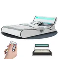 Produktbild: Juskys Polsterbett Valencia 180x200 cm mit LED Beleuchtung, Lattenrost, Kopfteil & Kunstleder - Bett Jugendbett Bettgestell Doppelbett - weiß
