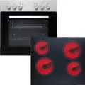 Produktbild: PKM Einbauherdset Backofen Glaskeramik Kochfeld Herdset BIC3 I-GK-IX-2 V2 - 59 L