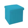 Produktbild: INTIRILIFE Faltbarer Sitzhocker 30x30x30 cm in Himmel BLAU - Sitzwürfel mit Stauraum und Deckel aus Stoff in Leinen Optik - Sitzcube Fußablage Aufbewahrungsbox Truhe Sitzbank