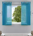 Produktbild: Gardinenbox 2er-Pack Gardinen Transparent Vorhang Set Wohnzimmer Voile Schlaufenschal mit Bleibandabschluß HxB 175x140 cm Türkis, 61000CN