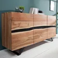 Produktbild: Massivholz Sideboard AMAZONAS 150cm Akazie natur Metall schwarz Baumkante