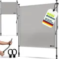 Produktbild: tillvex® Klemmmarkise Senkrechtmarkise 120x310cm Grau mit Handkurbel ohne Bohren | Sichtschutz Ausziehbar & Blickdicht | Vertikalmarkise Balkon Te... - Grau