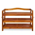 Produktbild: Casaria® Schuhregal mit 3 Ebenen 85x26x62cm FSC®-Zertifiziert Akazien Holz Massiv Bad Diele Flur Bad Schuhschrank Schuhaufbewahrung Schuhständer Braun
