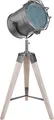 Produktbild: BRUBAKER Stehleuchte Industrial Design Tripod Lampe - 65 cm Höhe - Stativbeine aus Holz Scheinwerfer Grau Matt
