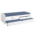 Produktbild: Inter Link - Funktionsbett 90x200 - mit Stauraum - Kinderbett - Jugendbett - Bett mit Schubladen - Massivholzbett - 2 Schubladen - 1 Schubkasten weiß - Massivholz - Ried