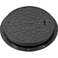 Produktbild: Schachtdeckel DN600 Kunststoff + Rahmen Ø 800 mm und Verriegelung – A15 belastbar bis 1,5 T,Farbe:schwarz