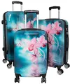 Produktbild: Trendyshop365 Hardcase Koffer-Set 3-teilig Blumen-Motiv Orchidee - 4 Räder Zahlenschloss bunt