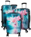 Produktbild: Trendyshop365 Hartschalen-Trolley Orchidee, bunter Koffer mit Blumen-Motiv, 3 Größen, 4 Rollen, Zahlenschloss, Polycarbonat, Dehnfalte