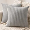 Produktbild: MIULEE 2er Set Kissenbezüge Kord Kissenhülle Dekorative Kissenbezug Sofakissen Couchkissen Dekokissen Zierkissenbezug Deko Kissenhülle mit Verstecktem Reißverschluss 45x45 cm Hellgrau