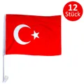 Produktbild: 12 x Türkei Autofensterfahne Türkiye Fahne Türkische Bayrak für Auto Flagge