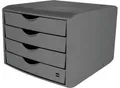 Produktbild: Schubladenbox Helit The Green Chameleon, 4 Schübe mit Auszugssperre, Format A4, stapelbar, lichtgrau