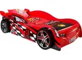 Produktbild: Kinderbett VIPACK, rot (rot mit rennmotiven), B:111cm H:60cm L:229cm, Betten, Kinderbett, Rennwagenbett, Autobett