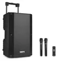Produktbild: Vonyx VSA500 Partybox Bluetooth Lautsprecher groß mit Akku, 800W Mobile PA Anlage Komplettset, 2 drahtlose Mikrofone, Mobile Lautsprecher Box mit Mikrofon, Karaoke Anlage mit 2 Mikrofonen, Schwarz