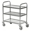 Produktbild: Kongamek Edelstahl- Tischwagen Rostfrei Mit 3 Böden 825x500mm Mit Polyurethanbereifung Und Bremse