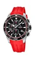 Produktbild: Festina Herren Uhr Analog mit Rotem Kautschukarmband - Quarzwerk - Sportliche Herrenuhr - Chronograph - Kalender - Widerstandsfähiges Mineralglas - Wasserdicht bis 10 ATM F20370/3 Special Prices