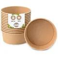 Produktbild: BIOZOYG Salatschale 300 Stück 650 ml braun Suppenschalen Einwegschalen Einweggeschirr Deli Container Bowl to go Kartonschale Einweg Suppenbehälter