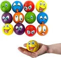 Produktbild: Oblique-Unique® 12 Stück Smiley Grimassen Knautschball Antistressball bunt Softball Schaumstoff
