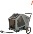 Produktbild: TRIXIE Fahrradanhänger für große Hunde, mit Federung - grau/salbei - 55,5 × 77 × 105/147 cm