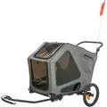 Produktbild: TRIXIE Fahrradhundeanhänger Fahrradanhänger für große Hunde, mit Federung - grau/salbei - 55,5 × 7 grau 147 cm x 80 cm x 103 cm