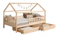 Produktbild: Ticaa Hausbett Kay mit Rausfallschutz und Schubkasten aus Kiefer, Kinderbett 100x200, inkl. Dach, mit Rollrost