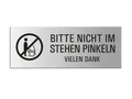 Produktbild: OFFORM DESIGN Hinweisschild Bitte nicht im Stehen pinkeln Aluminium silber-matt 175x65 mm, (1 St)