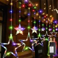 Produktbild: SALCAR 2m 160 LED Lichtervorhang Fenster Weihnachten, Wasserdicht Lichterkette mit 10er Sternen für Außen Innen, Weihnachtsbeleuchtung Fenster mit 8 Modi, Timer und Memory, Bunt