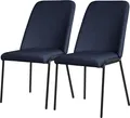 Produktbild: ML-Design Esszimmerstühle 2er Set Dunkelblau Küchenstühle aus Polyester mit Metallbeinen Wohnzimmerstühl mit Rückenlehne Polsterstühle für Esszimmer