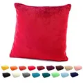 Produktbild: heimtexland Dekokissen Flanell Soft Kuschelkissen Plüsch Kissenbezug, super weich und flauschig, Allergiker geeignet, atmungsaktiv rot 48 cm x 48 cm