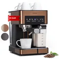 Produktbild: Espressomaschine Siebträger Kaffeemaschine Milchschaum 20 Bar 1,8L Touch Braun