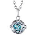 Produktbild: Morella Damen Schutzengel Halskette Edelstahl 70 cm mit Anhänger Om Mantra und Klangkugel Zirkonia türkis Ø 16 mm in Schmuckbeutel