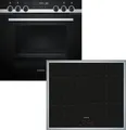 Produktbild: Siemens EI645CFB6E + HE578BBS1, Zonen-Induktionskochfeld, 4 Zone(n), Glaskeramik, Schwarz, Berührung, 58,3 cm