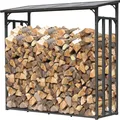 Produktbild: Metall Kaminholzregal Anthrazit 143 x 70 x 145 cm Garten Kaminholzunterstand 1,4 m³ / 2 SRM Kaminholzlager Stapelhilfe Aussen