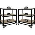 Produktbild: PROREGAL Mega Deal 2x Kommissionierwagen BÜFFEL Fahrbares Kommissionierregal 100x90x50cm 3 Ebenen Fachlast 50kg 2x Mit Feststellbremse Schwarz
