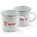 Produktbild: BBQ-Toro Emaille Tasse (2 Stück) | 350 ml - weiß | Emaillebecher mit Edelstahl Trinkrand | Emaille Becher, Camping Kaffeebecher Metall, Outdoor Tasse Emaille | Camping Zubehör