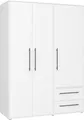 Produktbild: FORTE Kleiderschrank Mokkaris, Garderobe, zeitloses Design, 3 Türen, Made in Europe (B/H/T ca. 144x200x59cm) Zwei Schubladen, schwarze Stangengriffe, Stauraum, auch in Schwarz