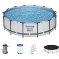 Produktbild: Steel Pro MAXTM Frame Pool Komplett Set mit Filterpumpe Ø 427 x 107 cm, lichtgrau...