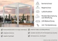 Produktbild: Pergola weiß inkl. LED Licht motorisiertem Dach 3x3x2,7m  Gartenpergola Pavillon